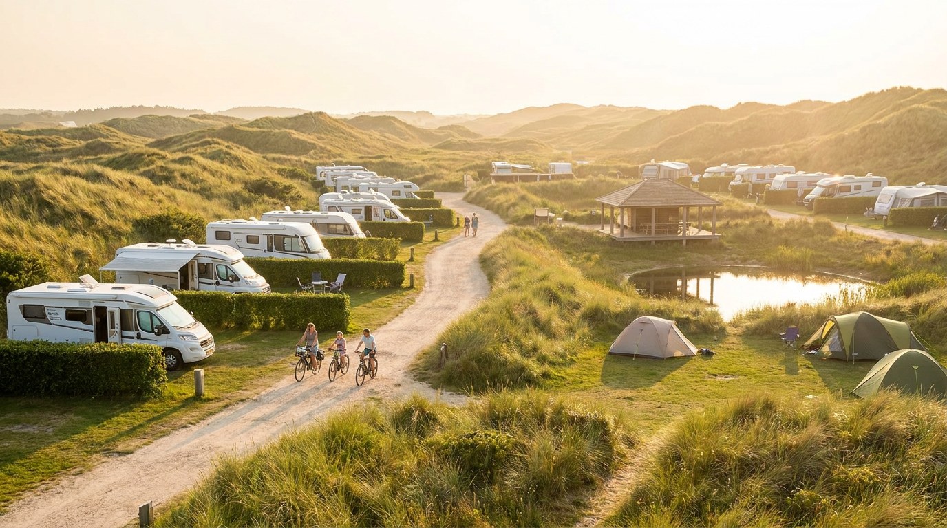 Camping tussen golf en duinen (sfeerbeeld)